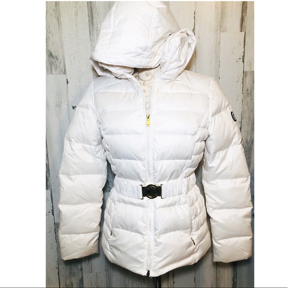 white hooded puffer jacket